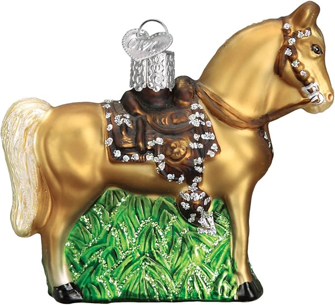 Old World Christmas Ornaments: Selection of Horses Glass Blown Ornaments for Christmas Tree, Western, 12176 3inch x 3. 5inch x 1inch