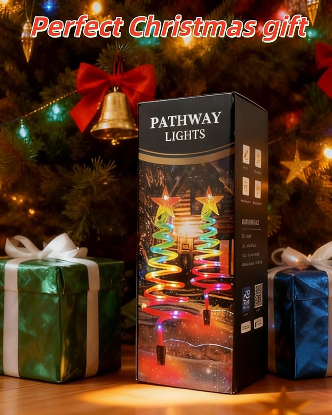 Smart Spiral Christmas Pathway Lights, 16 Mil Color, Timer, App Control, Music Sync, 82 Modes, Christmas Yard Decorations Outdoor, 8 Pack