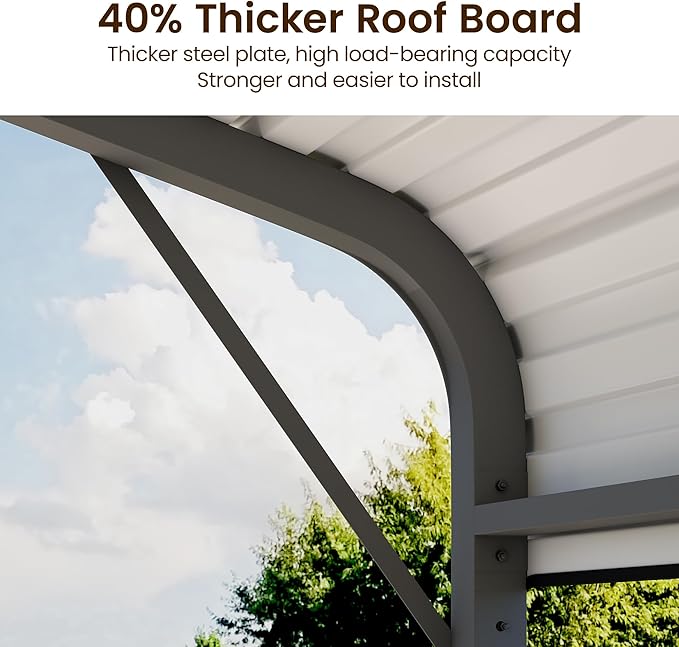 12' x 20' Carport, Heavy Duty Carport with Updated Roof & Enhanced Base, All Weather Steel Car Port, Multi-Use Car Port Garage, Metal Carports for Car, Truck, Boat, Tractors, Party, Grey