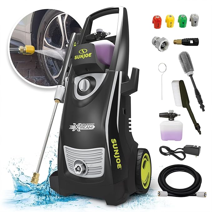 Sun Joe SPX3000-XT1 XTREAM 2,500 PSI Pressure Washer with 14.9A Motor, Includes 4 Quick-Connect Nozzles, High-Pressure Hose, Garden Hose Adapter, and 35-Foot Power Cord