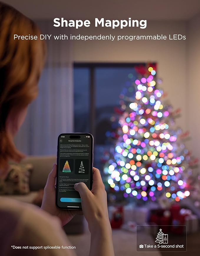 Govee Christmas Sparkle String Lights 66ft, RGBWIC String Lights with 250 Bullet-Head LEDs, App-Controlled, 140+ Scene Modes, Shape Mapping, Music Sync, Works with Alexa, Indoor Holiday Decorations