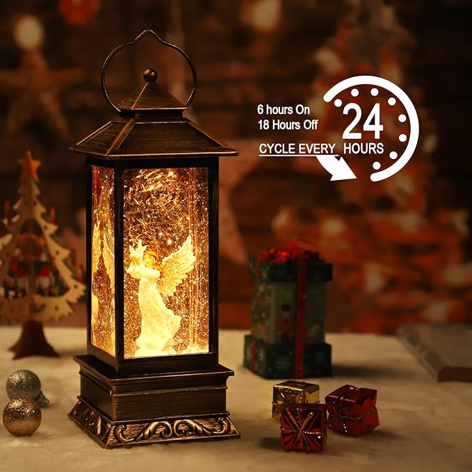 Christmas Music Snow Globe, Lighted Angel Water Lantern,Mothers Day Angel Gift for Mom from Daughters and Son, Glittering Christmas Decorations,Home Decor and Home Gifts