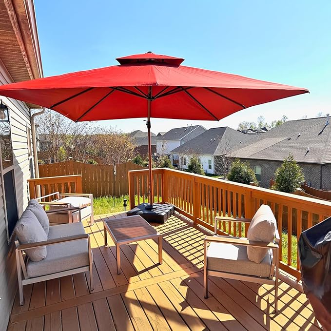 PURPLE LEAF 10ft Patio Umbrella Outdoor Square Umbrellas Large Cantilever Umbrella Windproof Offset Umbrellas Heavy Duty Sun Umbrella for Garden Deck Pool Patio, Brick Red