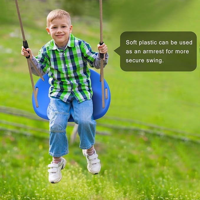 SELEWARE Heavy Duty Swing Seat for Adults Kids Tree Swing with Weather Proof Ropes Swing Set Accessories for Backyard Patio Garden Playground, Height Adjustable Blue of 2
