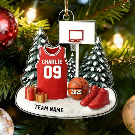 Personalized Basketball Christmas Acrylic Ornament, Basketball Ornaments Christmas Tree Hanging Ornaments Tree Decorations, Basketballs Player Uniform, Gift for Basketballs Lovers /6