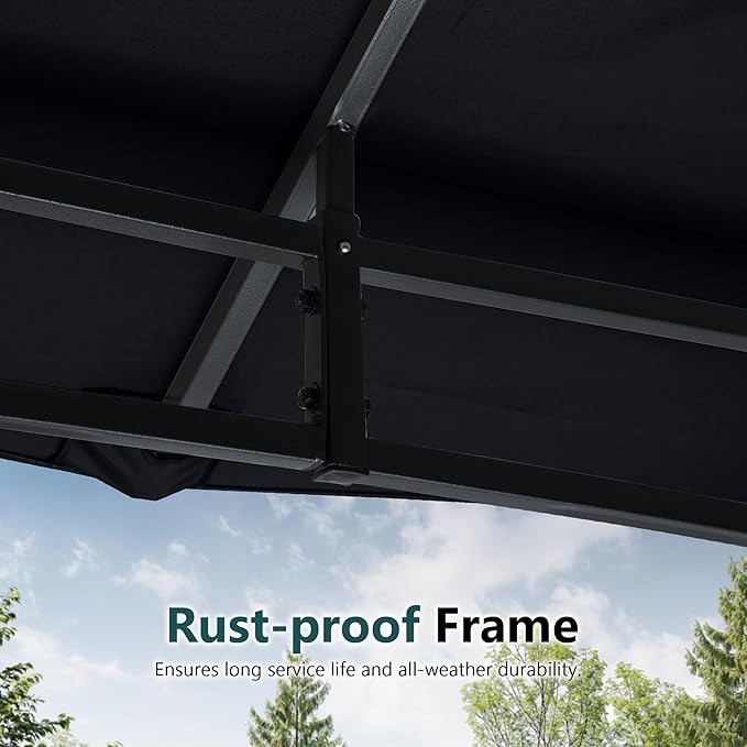 MASTERCANOPY Outdoor Garden Gazebo for Patios with Stable Steel Frame and Netting Walls (10x12,Black)