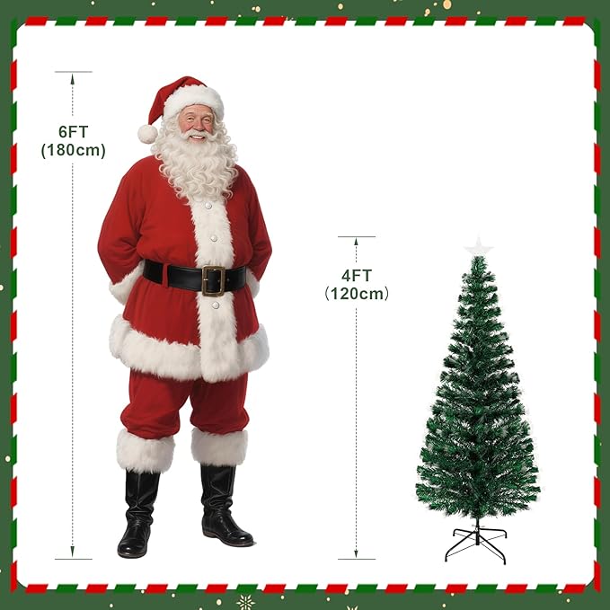 Uten 3 Color Fiber Optic Christmas Tree, 4 FT Pre-Lit Artificial Xmas Tree, PVC Material 125 Tips for Holiday Home Decor Indoor, Easy Assembly for Office, Decoration