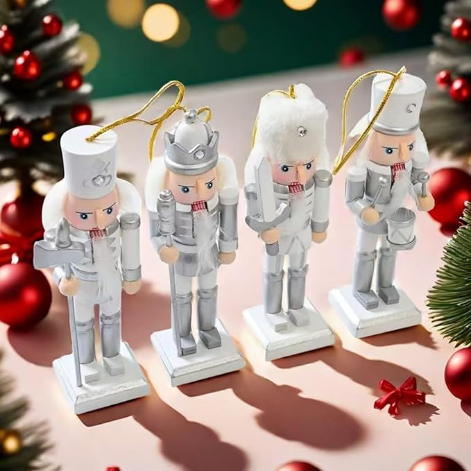 12 PCS Christmas Nutcracker Ornament Set, 4.7Inch Nutcrackers Tree Ornaments Set, Nutcracker Figures with Opening Mouths Christmas Decorations for Xmas Tree, Table Decor