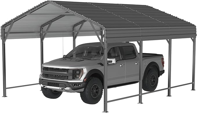 10x15 Metal Carport Carports with Enhanced Base Heavy Duty Garage Outdoor Galvanized Car Shelter for Car, Boats and Truck