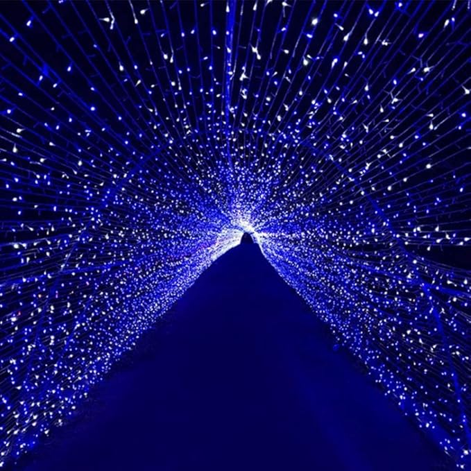 kemooie 500 LED Blue and White Christmas Lights, 164 FT 8 Twinkle Modes Plug in Waterproof Extra Long Fairy Lights for Outdoor Christmas Party Garden Decorations (Blue & White)