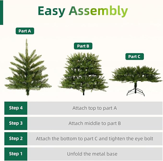 6FT Unlit Christmas Tree Green, Dunhill Fir Artificial Tree with 1430 PVC Branch Tips, Realistic Full Shape, Foldable Metal Stand for Indoor Home, Office & Holiday Decoration