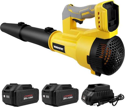 Leaf Blower Cordless, 6 Speed Levels Electric Leaf Blower with 2 x 4.0Ah Batteries and Charger, 580CFM & 160MPH, 4.3 lbs Lightweight, for Lawn Care, Yard, Garage, Blowing Leaves, Dust or Snow