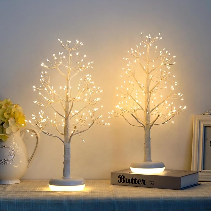 PEIDUO Small Christmas Tree with 136 Lights, 1.64 FT Rechargeable Artificial Trees with 6 Modes, Timer & Dimmable Control, Fairy Light Spirit Tree for Christmas Decorations Indoor Home Decor (2PK)