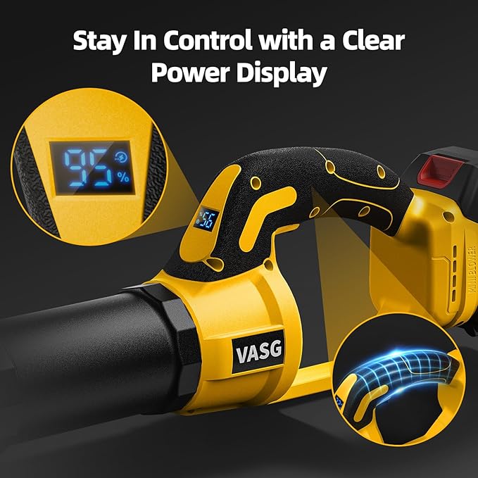 VASG Leaf Blower Cordless ? Lightweight Handheld Electric Leaf Blower with Variable Speed, 21V 3¡¿2.0Ah Batteries & Fast Charger for Effortless Lawn, Yard, Garden, Patio, Driveway & Leaf Cleanup