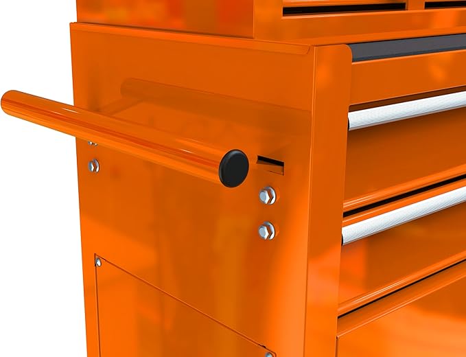 High Capacity Rolling Tool Chest with Wheels and 8 Drawers,Metal Storage Tool Cabinet W/Mobile Case,Pull Handle,4 Hooks,for Workshop Mechanics Garage,Orange
