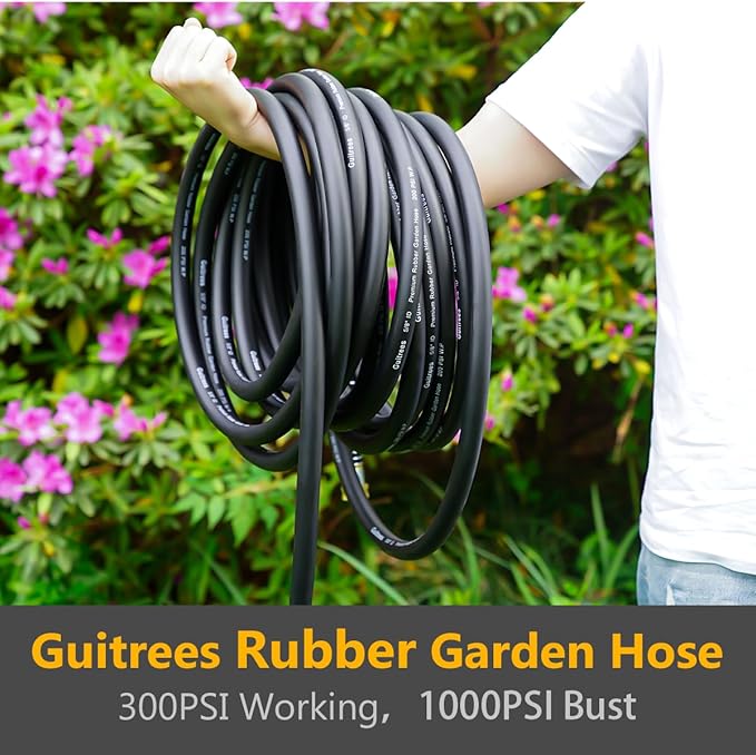 Leader Garden Hose 10ft x 5/8, Heavy Duty Short Water Hose, Female to Female Fittings, Five Layered Braiding for Durability, 1000PSI Burst, 200PSI Working (Black)