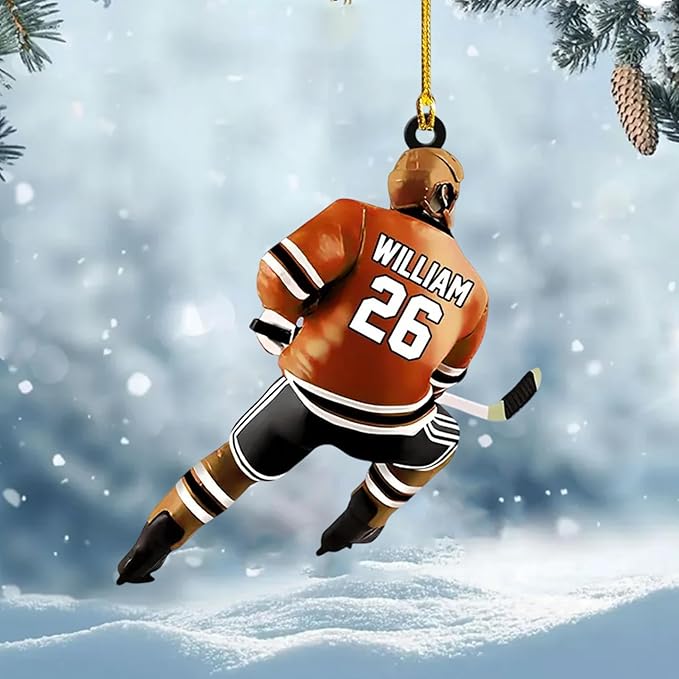 Custom Hockey Player Christmas Ornament 2025, Personalized Ice Hockey Players Ornaments, Custom Name and Number, Sport Lovers Gifts, Christmas Tree Decoration 4