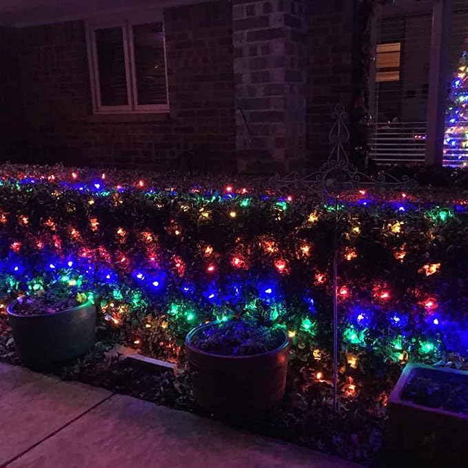 Dazzle Bright Christmas Net Lights, 360 LED 12FT x 5 FT Green Wire Waterproof Connectable String Lights with 8 Modes, Christmas Outdoor Light for Bushes Garden Holiday Decoration (Multi-Colored)