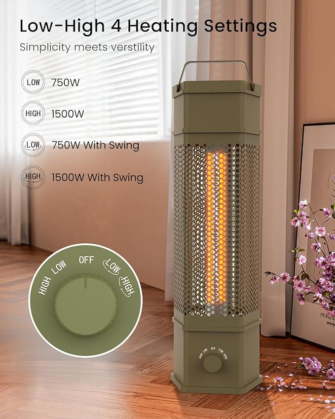 Electric Patio Heater Outdoor Indoor Use, 360¡ÆAll-round Heating, 1500W Infrared Tower Heater, Tip-Over & Overheat Protection Portable Space Heater for Large Room, Backyard, Home