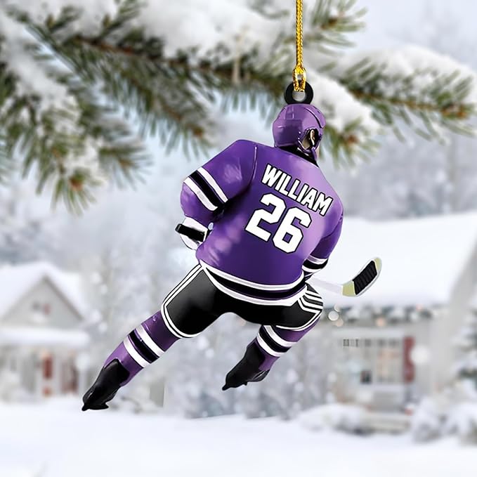 Custom Hockey Player Christmas Ornament 2025, Personalized Ice Hockey Players Ornaments, Custom Name and Number, Sport Lovers Gifts, Christmas Tree Decoration 4