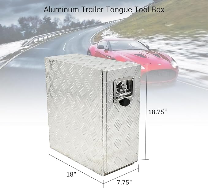 18 Inch Heavy-Wall Aluminum Truck Bed Tool Box With 5 Drawers W/Lock T-Handle Latch Keys For Storage Silver 7.75(L) x 18(W) x 18.75(H)