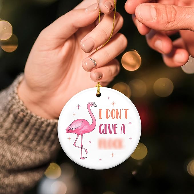 FLAGWIX Pink Flamingo, Funny Christmas Ornaments 2025 - Christmas Flamingo Gifts for Women, Friends, Family, Funny Flamingo Decor - Christmas Tree Decoration Ceramic Ornaments