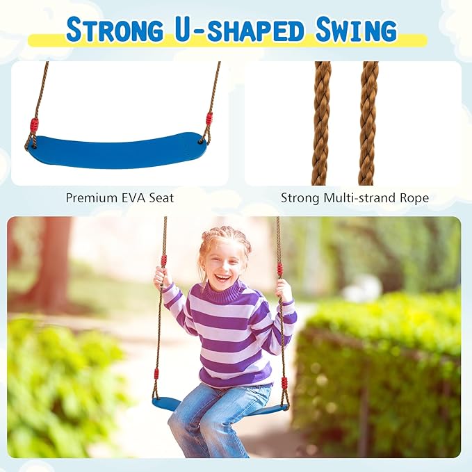 Costzon 660 lbs Swing Sets for Backyard, 3-in-1 Heavy Duty Extra Large Metal Frame with Platform Swing, Belt Swing, Baby Swing, Indoor Outdoor Playground Playset, Swing Set for Kids Toddlers