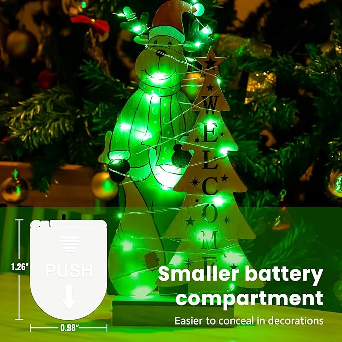 ZSJWL 30 Pack Green Fairy Lights Battery Operated, 7FT 20LED Mini Starry Light Mason Jar Lights for Indoor Outdoor Party Wedding Halloween Thanksgiving