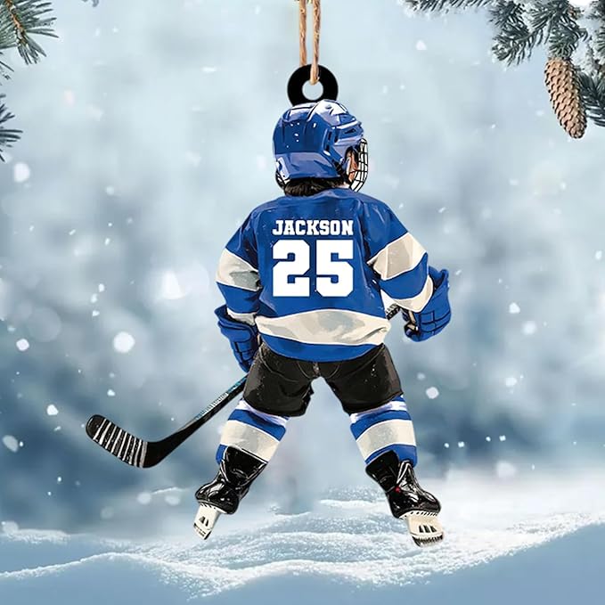 Custom Hockey Player Christmas Ornament 2025, Personalized Ice Hockey Players Ornaments, Custom Name and Number, Sport Lovers Gifts, Christmas Tree Decoration 1