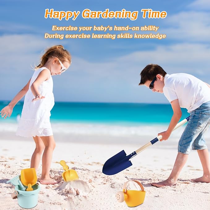 Mostop Kids Gardening Tools Set, Gardening Set for Kids, Outdoor Backyard Farm Digging Toys with Wheelbarrow, Metal Shovel, Rake, Leaf Rake, Outside Garden Wagon Toys Birthday Gifts for Boys Girls 4-8