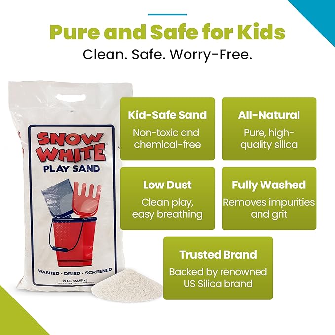 2 Pack Large 50 Pound Play Sand, Finely Graded, Fully Washed and Easy to Use for Children's Art, Trays, and Sandbox