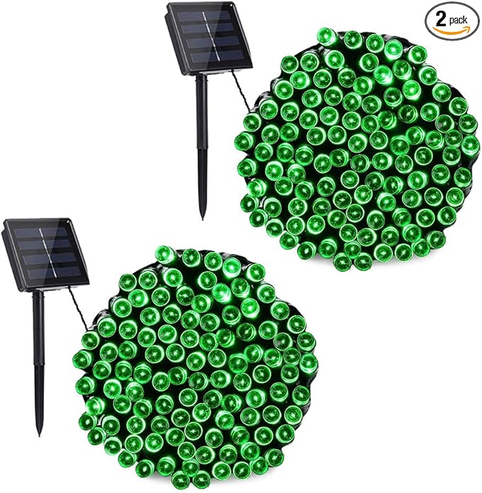 Toodour Solar Christmas Lights Outdoor, 2 Packs Total 144ft 400 LED Solar String Lights with 8 Mode, Outdoor Christmas String Light for Garden, Patio, Fence, Balcony, Xmas Tree Decor - Green
