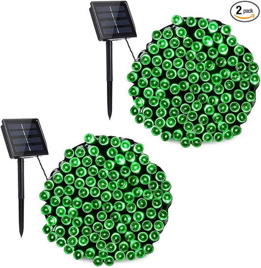 Toodour Solar Christmas Lights Outdoor, 2 Packs Total 144ft 400 LED Solar String Lights with 8 Mode, Outdoor Christmas String Light for Garden, Patio, Fence, Balcony, Xmas Tree Decor - Green