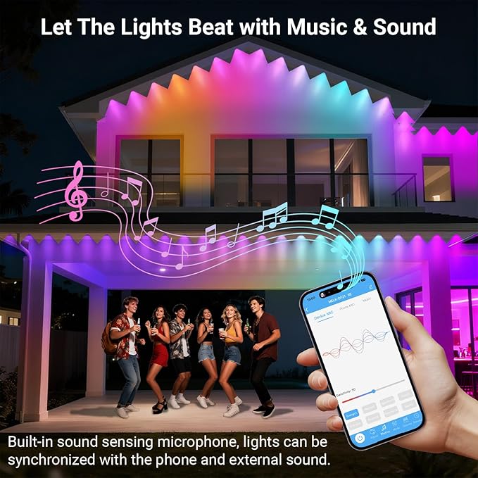 Permanent Outdoor Lights for House, 2026 New RGB Smart LED Eave Lights with Remote Control, P67 Waterproof Smart Eternity Eaves Lighting for Christmas (150FT)