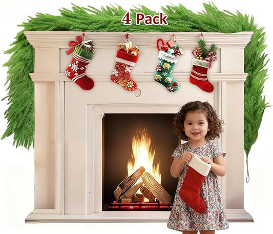 4-Pack Christmas Garland 6FT Artificial Norfolk Pine Garlands Realistic Greenery Faux Pine Garland Real Touch Christmas Decorations Indoor Outdoor for Mantel/Table/Stairs/Wall/Windows Holiday Decor