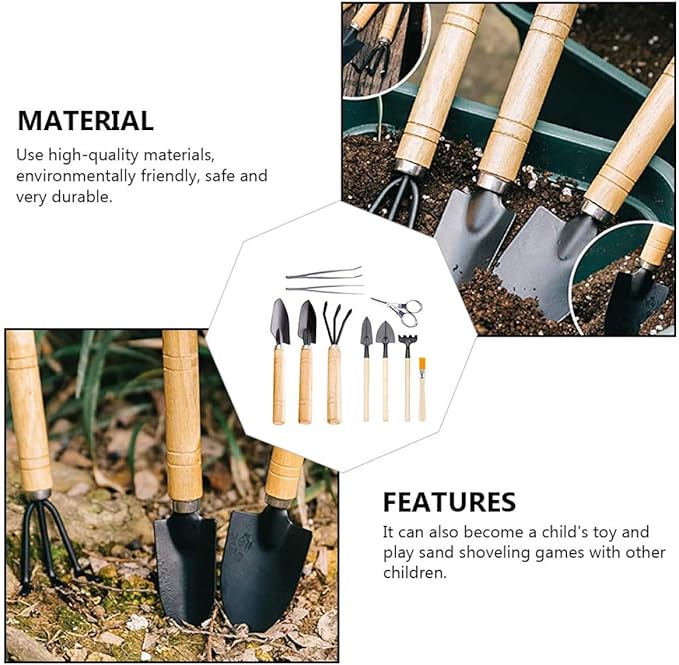 Luxshiny 10Pcs Mini Bonsai Gardening Tools for Succulent Planting and Transplanting Handheld Kit for Indoor Plants Easy to Carry and Clean