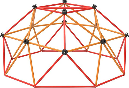 Gardenature 6FT Climbing Dome for Kids 3-8, Jungle Gym for Indoor and Outdoor, Geometric Dome Climber Supporting 880 Lbs Anti-Rust Metal Play Structure, Kids Gift Toys, ASTM Approved, Red & Orange