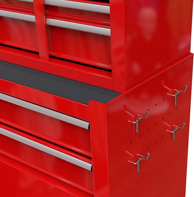 High Capacity Rolling Tool Chest with Wheels and 8 Drawers,Metal Storage Tool Cabinet W/Mobile Case,Pull Handle,4 Hooks,for Workshop Mechanics Garage,Red