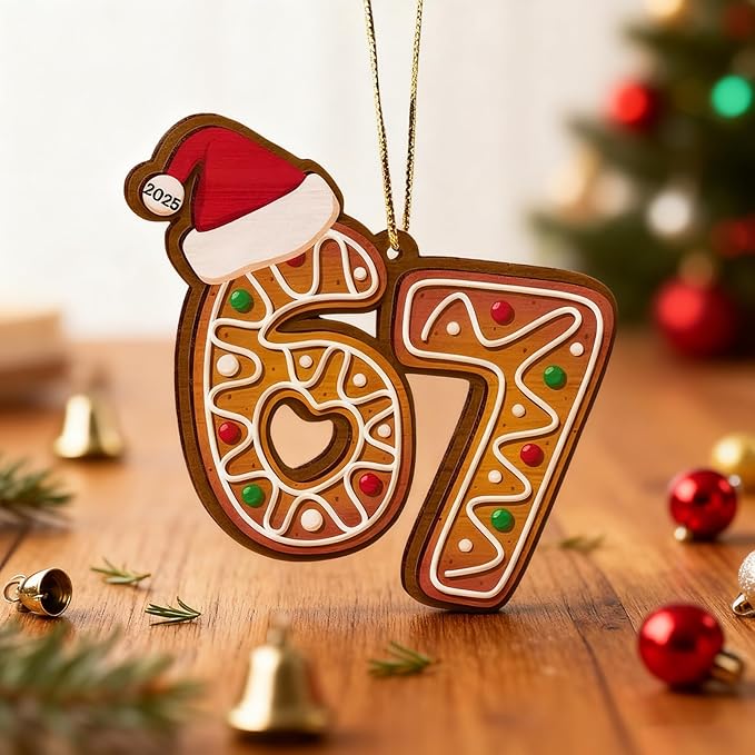 67 Christmas Ornament, Funny 67 Ornament Decor Christmas Tree Hanging Ornaments,Six Seven Ornament, 67 Decorations Meme Grandkid Birthday Gift for Younger Generations (3Pcs)