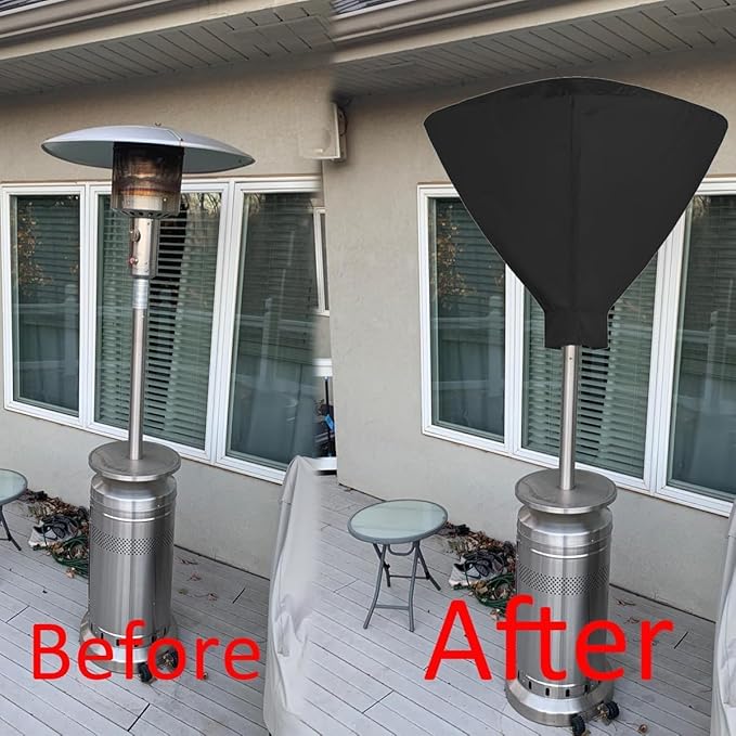 Outdoor 34 In Patio Heater Top Cover with Zipper and Storage Bag, Heavy-Duty Oxford Waterproof Round 34D Heater Cover Top for Standing Heat, Dustproof, Windproof,UV-Resistant (Top Cover Only, Black)