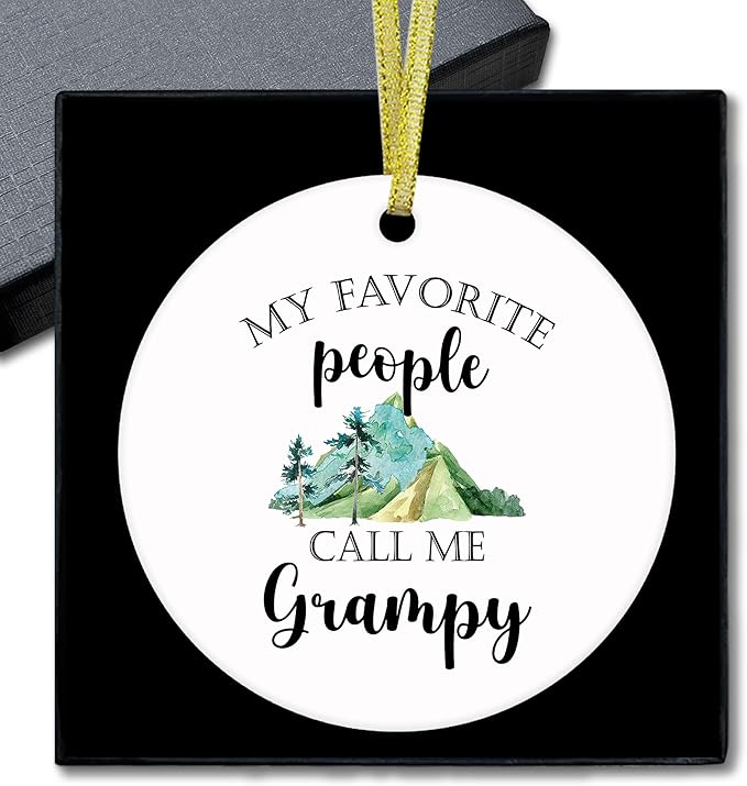 Grampy Gifts Ceramic Christmas Ornaments, Grampys Christmas Tree Ornaments, Xmas Thanksgiving Birthday Gifts for Grampys Grandpa, My Favorite People Call Me Grampy Decorative Hanging Ornament