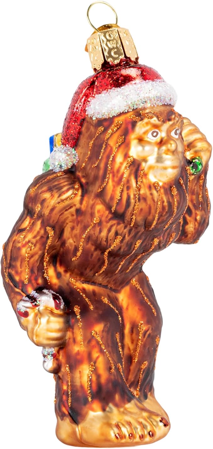 Old World Christmas Santa Sasquatch Glass Blown Ornament for Christmas Tree, Handcrafted Holiday Decoration, Santa Collection