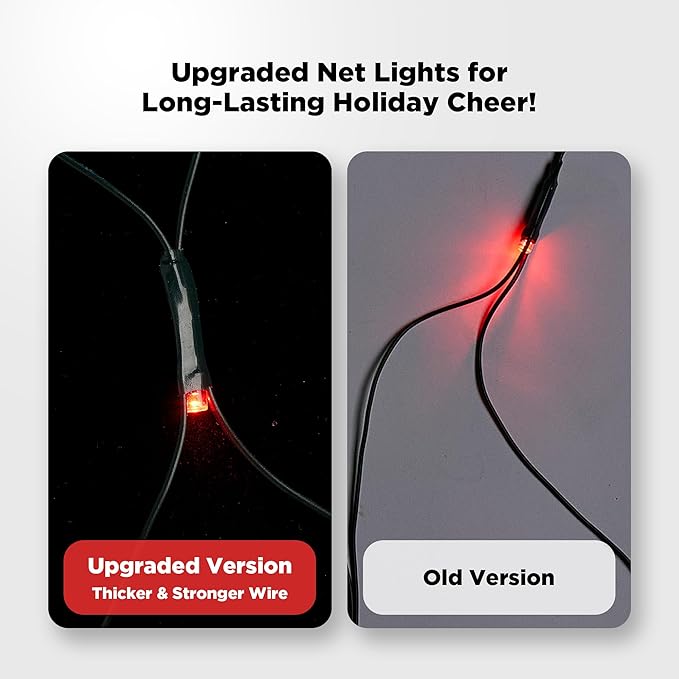 BlcTec Upgraded Christmas Lights Outdoor 176LED 8.7ft x 5.2ft Christmas Net Lights with UL Certified, 8 Modes, Timer, Connectable, Waterproof & Thick Wire for Bushes, Shrubs Decorations, Red Green