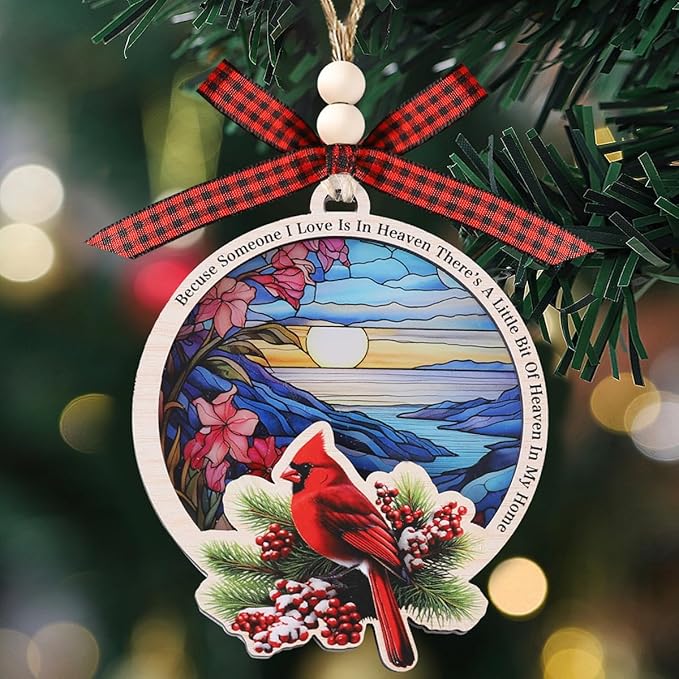 Tesuivra Cardinal Christmas Ornaments for Christmas Tree Decor - Red Cardinal Keepsake Decorative Hanging Ornament - Memorial Gifts for Loss of Loved One