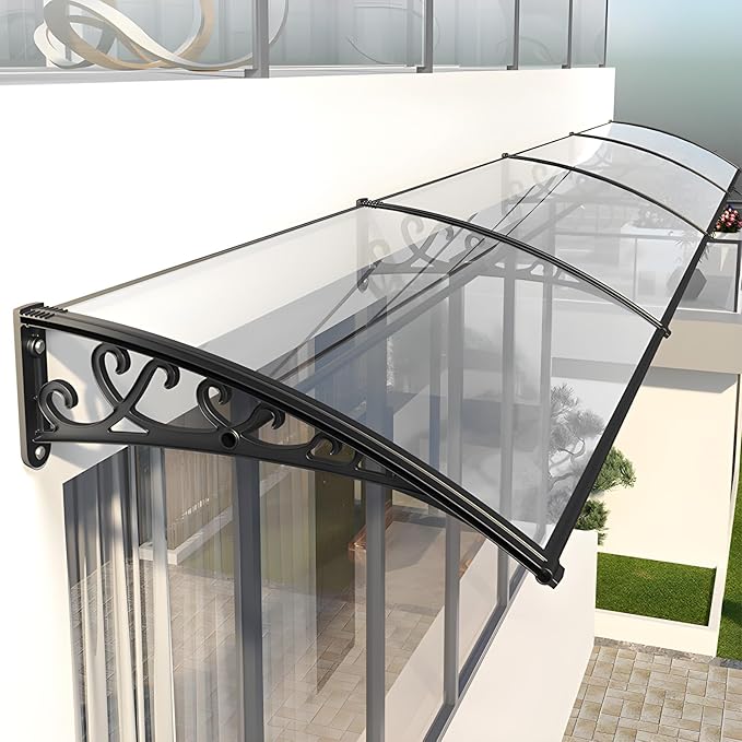 Outdoor Patio Awning Canopy for Doors & Windows - Polycarbonate UV/Rain/Snow Shield with Hollow Sheet Design, Exterior Overhang Cover for Entryway Protection