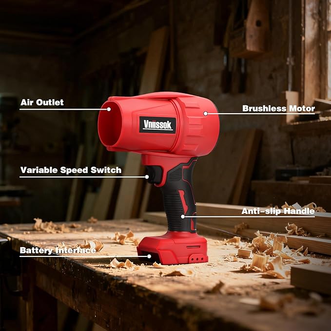 Electric Cordless Leaf Blower Compatible for Milwaukee 18V Batteries(No Battery), Handheld Jet Fan Air Blower for Patio Cleaning, Lawn Care, Blowing Leaves and Dust (Compatible for Milwaukee Battery)