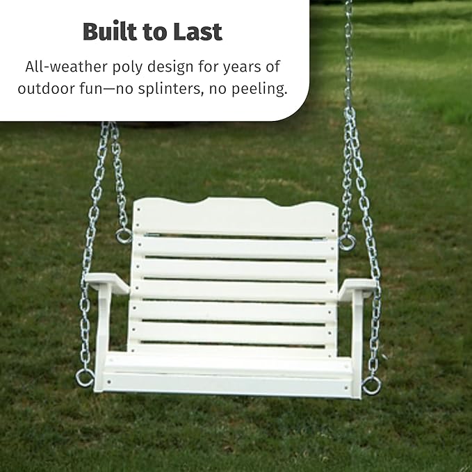 DutchCrafters Poly Kids Swing Seat, Outdoor Swing for Kids Ages 2-6, Toddler Swings for Swingset Accessories Outdoor Playground Swings, Recycled HDPE Plastic - Amish Made in USA (Yellow)