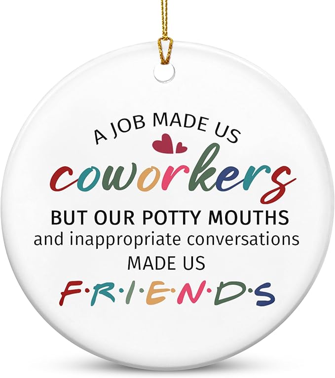 TEEZWONDER Christmas Coworker Gifts for Friends Women - Ceramic Christmas Ornaments 2025 for Tree Decorations - Gifts for Coworkers, Friend Gift for Coworker, Christmas Decorations Friends Ornament
