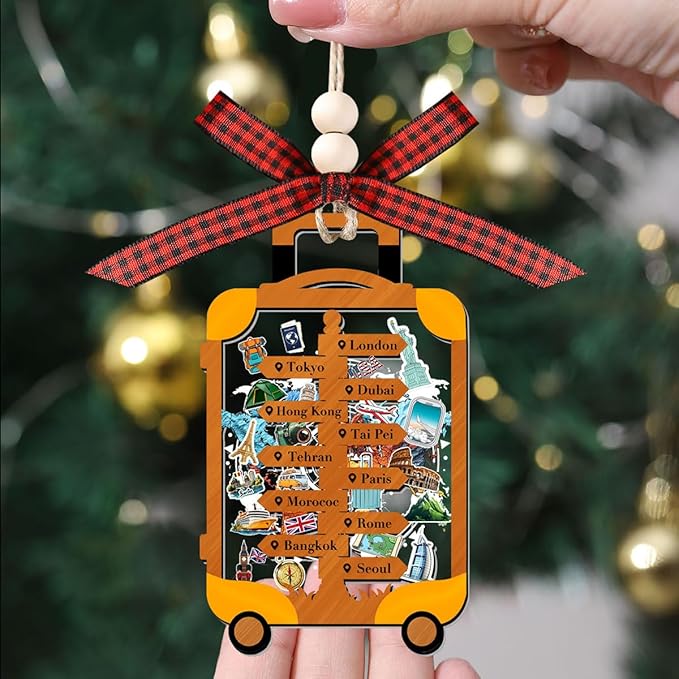 Tesuivra Personalized Christmas Ornaments 2025 - World Globe Traveler Ornament for Christmas Tree Travel Adventures Vacation Gifts Holiday Decoration