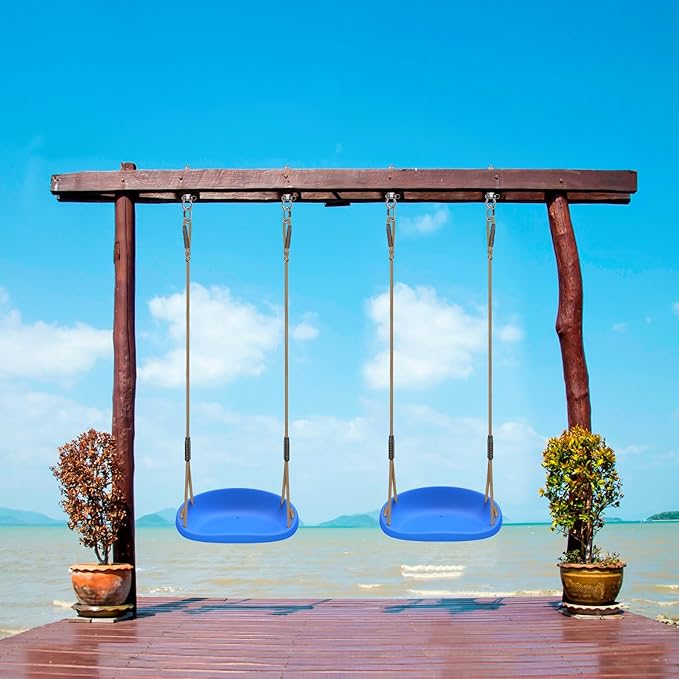 SELEWARE Heavy Duty Swing Seat for Adults Kids Tree Swing with Weather Proof Ropes Swing Set Accessories for Backyard Patio Garden Playground, Height Adjustable Blue of 2